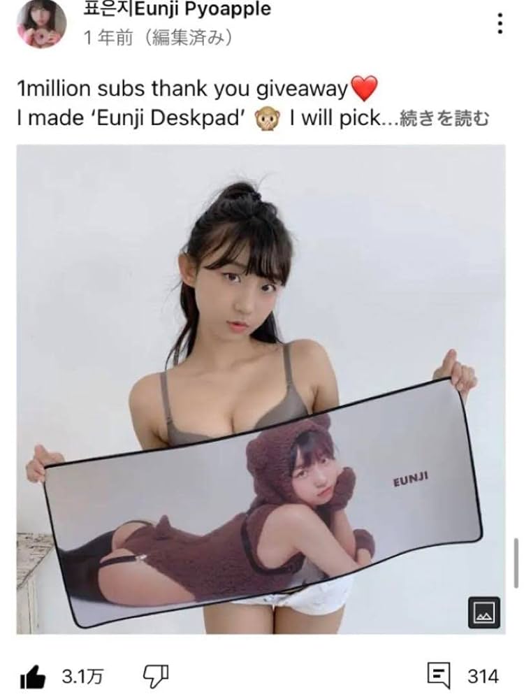 ピョウンジ pyoapple デスクマット 100万人登録　当選品　40枚限定 Amazon.co.jp: ピョ ウンジ pyoapple デスクマット 100万人登録